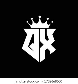 qx logo monogram shield shape with crown design template