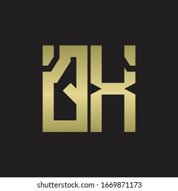 QX Logo with squere shape design template with gold colors