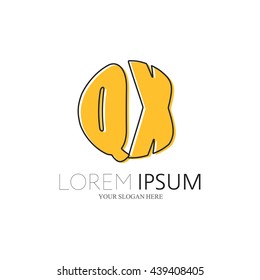 QX Logo. Vector Graphic Sphere Branding Letter Element. White Background
