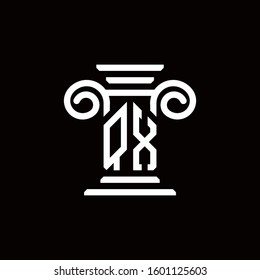 QX monogram logo with pillar style design template