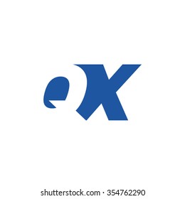 QX negative space letter logo blue