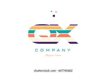 qx q x alphabet letter logo colors colorful line stripe font creative text dots company vector icon design template