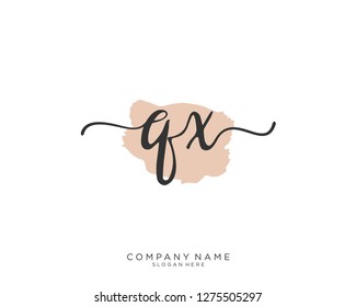 QX Q X Initial handwriting logo template