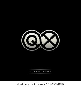 QX Q X initial letter linked circle capital monogram logo modern template silver color edition