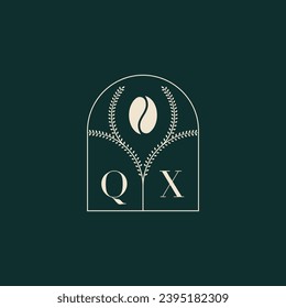 QX Diseño de logotipo único y simple combinación de letras y grano de café
