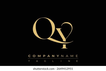 QY Abstract Creative Jewelry Logo. A stylish logo featuring golden monogram initials in an elegant and modern typography, perfect for branding