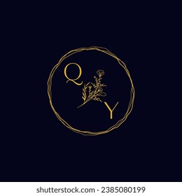 QY elegantes Hochzeitslogo in hochwertigem professionellem Design, das gut in allen Printmedien drucken kann