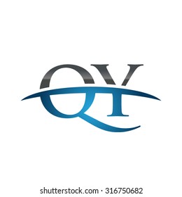 QY initial company blue swoosh logo