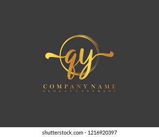 QY initial handwriting logo circle template vector