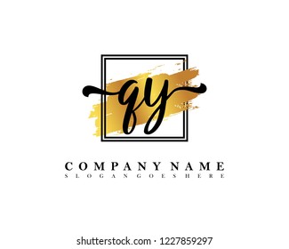 QY Initial handwriting logo concept