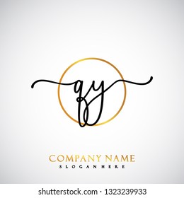 QY Initial Handwriting logo template vector