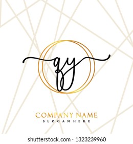 QY Initial Handwriting logo template vector