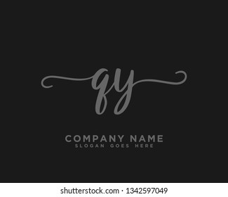 QY Initial Handwriting Logo Vector