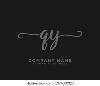 QY Initial Handwriting Logo Vector