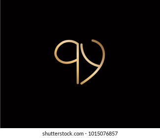 QY initial heart shape gold colored logo