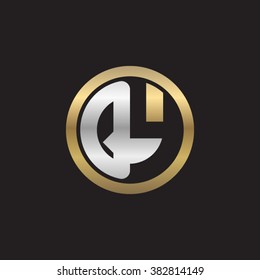 QY initial letters circle elegant logo golden silver black background