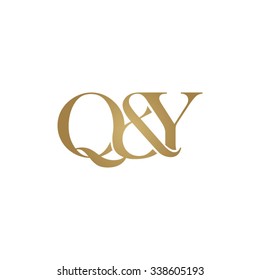 Q&Y Initial logo. Ampersand monogram golden logo