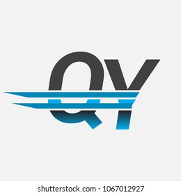 QY initial logo company name colored black and blue, Simple and Modern Logo Design.