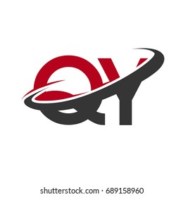 QY initial logo company name colored red and black swoosh design, isolated on white background. vector logo for business and company identity.