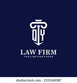 QY marca de logotipo de monograma inicial con diseño de pilar