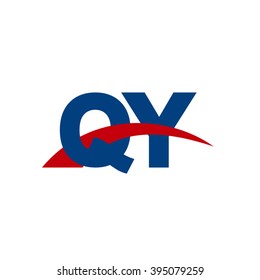 QY initial overlapping swoosh letter logo blue red
