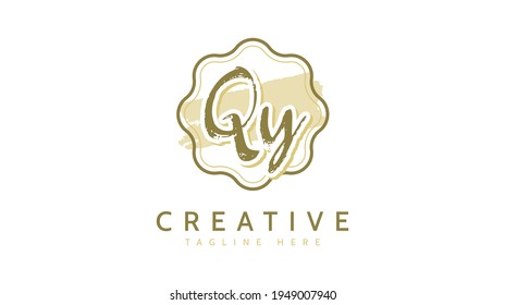 QY Initials, handwriting logo vector