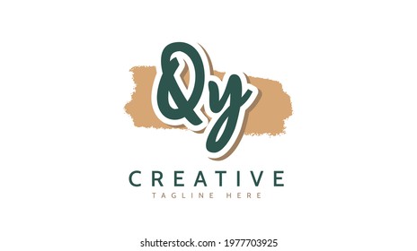 QY Initials, handwriting logo vector