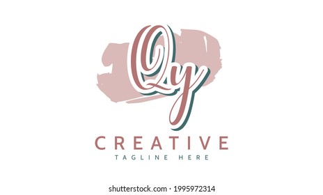 QY Initials, handwriting logo vector