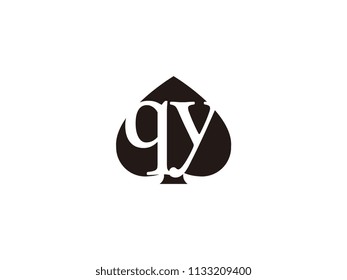 The qy initials logo inside the black shovel
