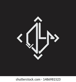 QY Logo Abstrac letter Monogram with Arrow in every side isolated on black background