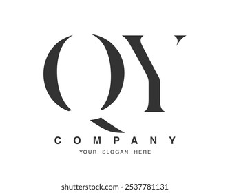 QY logo design. Initial letter q and y serif font style. Creative classic company name typography. Trendy logotype or identity. Vector illustration.