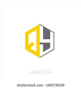 QY Logo Initial Monogram Negative Space Design Template With Yellow and Grey Color - Vector EPS 10