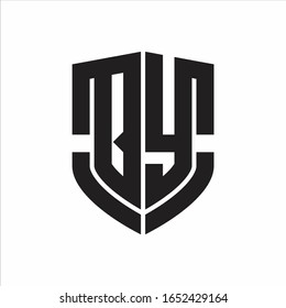 QY Logo monogram with emblem shield shape design isolated on white background