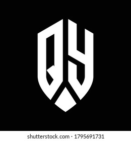 qy logo monogram with emblem shield style design template