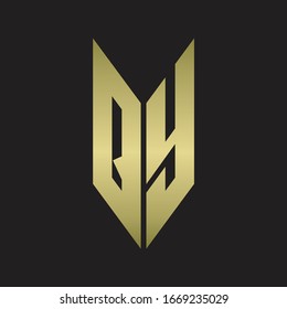 QY Logo monogram with emblem style isolated with gold colors