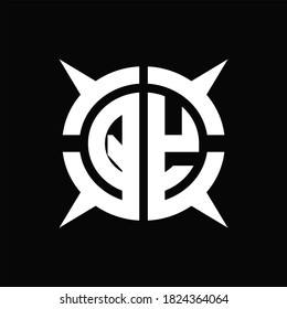 QY Logo monogram with four pieces circle slice design template on Black Background