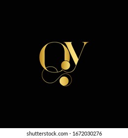 QY logo monogram with gold colors and shield shape design template
