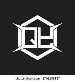 QY Logo monogram with hexagon and four taper shape design template