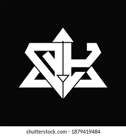 Monograma de logotipo QY aislado con plantilla de diseño de forma triangular en fondo negro