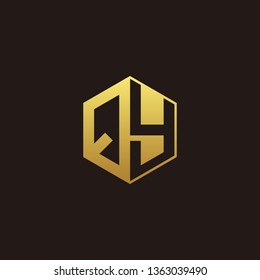 QY Logo Monogram with Negative space gold colors