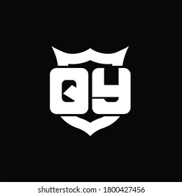QY Logo monogram with shield around crown shape design template