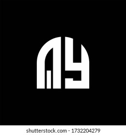 QY monogram logo with curve shape design template isolated on black background