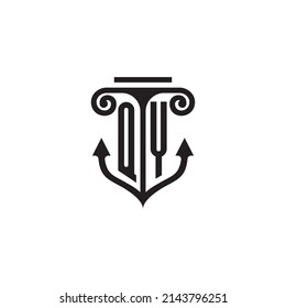 QY pillar and anchor combination concept logo in high quality design