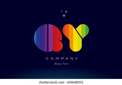 qy q y alphabet letter colorful creative colors text dots creative company logo vector icon design template