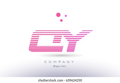 qy q y alphabet letter logo pink purple stripes lines creative text dots company vector icon design template