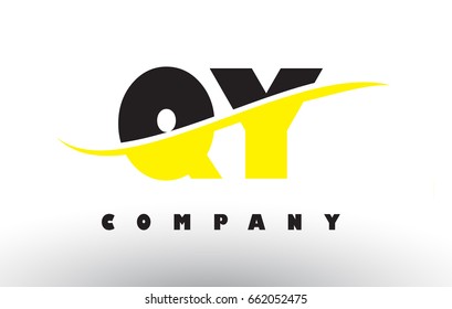 QY Q Y  Black and Yellow Letter Logo with White Swoosh and Curved Lines.