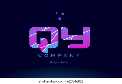 qy q y  creative color blue background pink purple magenta alphabet letter company logo vector icon