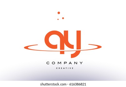QY Q Y creative orange swoosh dots alphabet company letter logo design vector icon template
