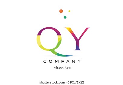 qy q y  creative rainbow colors colored alphabet company letter logo design vector icon template