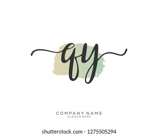 QY Q Y Initial handwriting logo template
